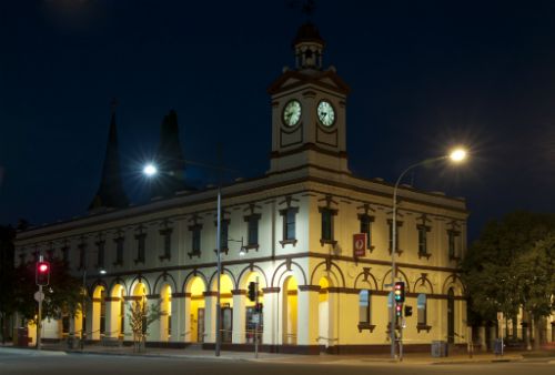 Post Office after sunset